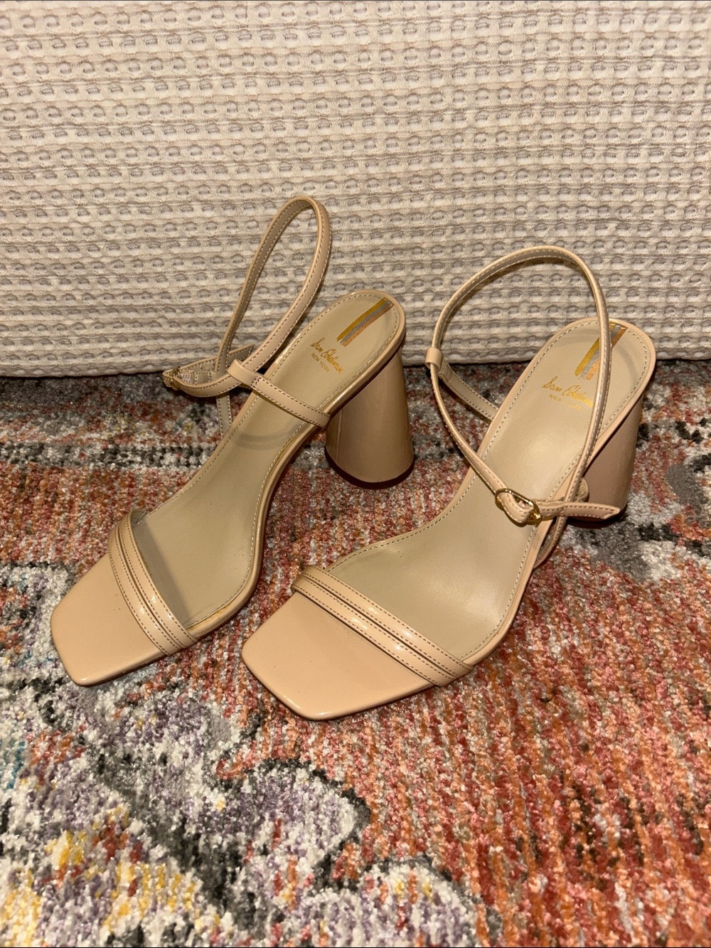 Sam Edelman Beige Slingback Block Heel Sandals